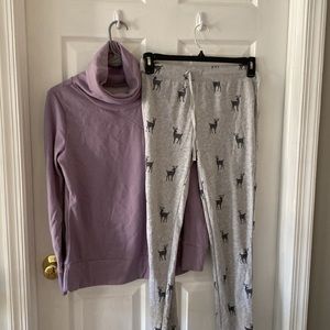 Women’s small, gray reindeer, loungewear pants with sweatshirt